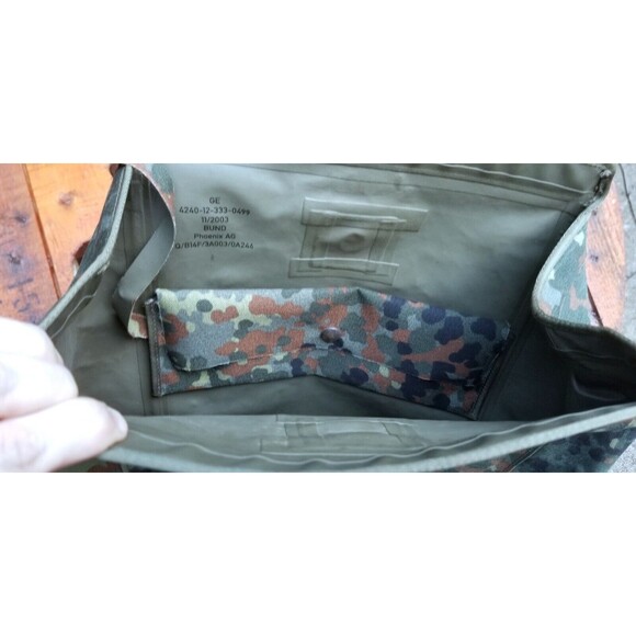 Flecktarn German Army Bundeswehr Gas Mask Bag Camo Rubber Field Pouch 12"x11"x7" - Picture 5 of 8
